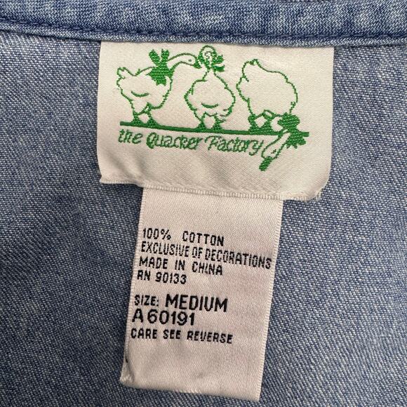 VTG Quacker Factory Embroidered Denim Lighthouse Zip Hoodie Sweater Nautical M - Picture 9 of 9